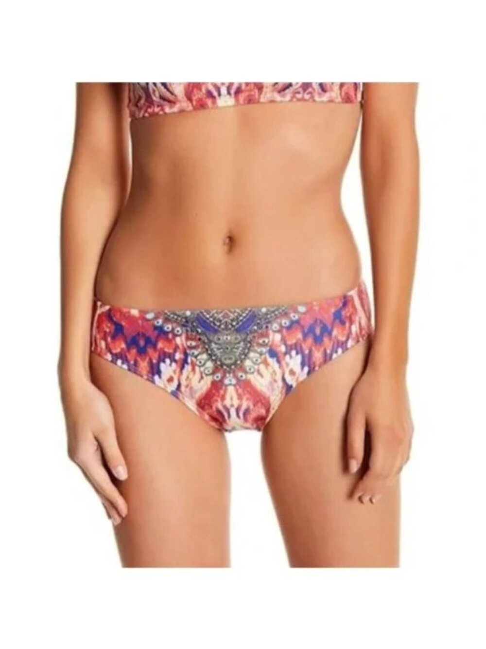 True Colours by La Moda Bikini Bottom Embellished Studded Red Swim Size XL